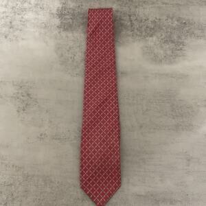 Brooks Brothers 346 100% Silk Tie Red Interlocking Geometric Check 59”